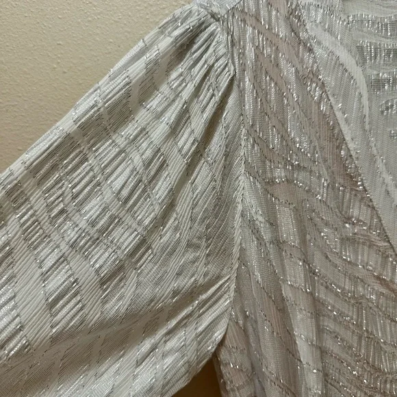 ✨ Michael Michael Kors Metallic Shimmer Midi Dress Chain Waist L - Picture 15 of 16